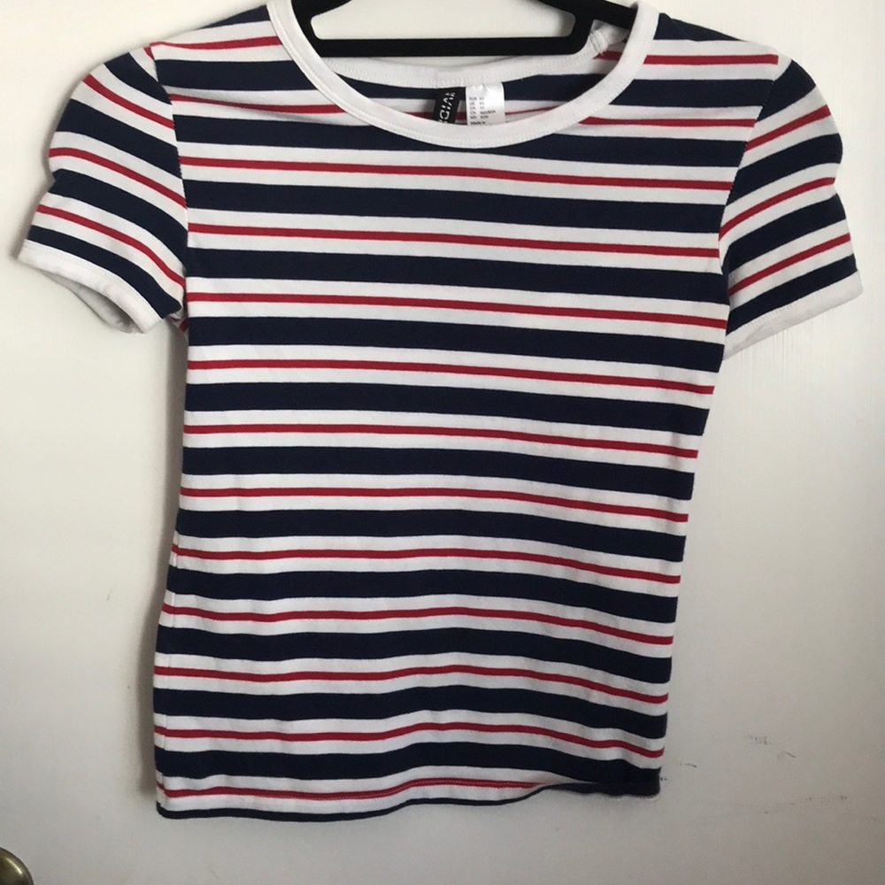 H&M RED WHITE & BLUE STRIPED TEE